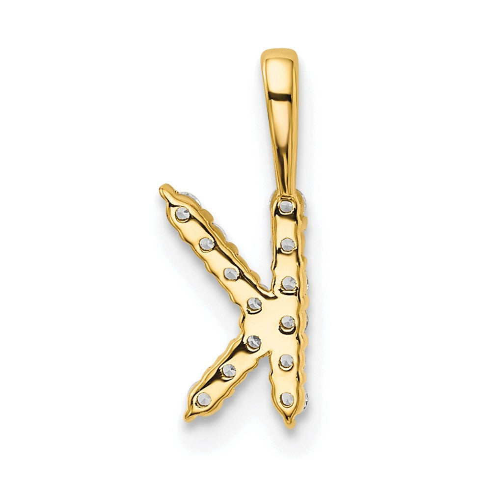 14K Gelbgold 0,125 ct. Laborgezüchteter Diamant VS/SI+ G+ Buchstabe-K-Initial-Anhänger