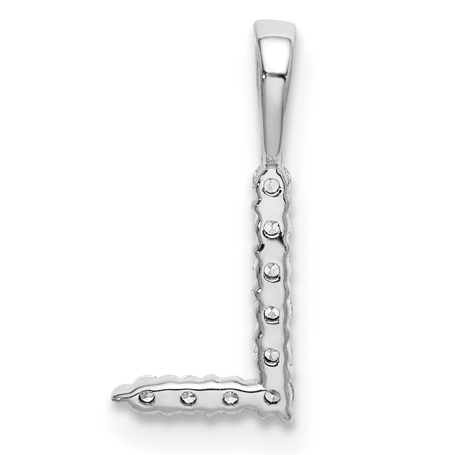 14k Weißgold Anhänger mit 0,10 ct. Laborgezüchteten Diamanten VS/SI+ G+ Buchstabe L Initial