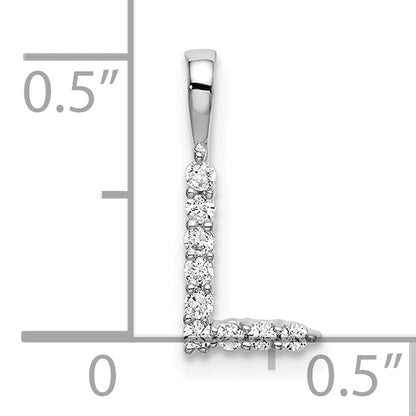 14k Weißgold Anhänger mit 0,10 ct. Laborgezüchteten Diamanten VS/SI+ G+ Buchstabe L Initial
