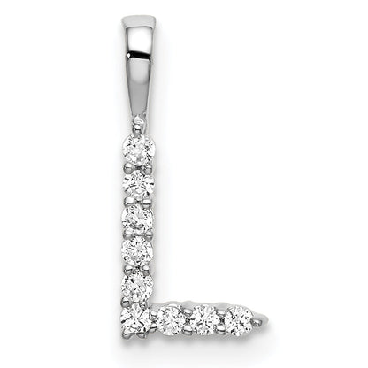 14k Weißgold Anhänger mit 0,10 ct. Laborgezüchteten Diamanten VS/SI+ G+ Buchstabe L Initial