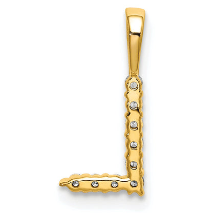 14K Gelbgold 0,10 ct. Laborgezüchteter Diamant VS/SI+ G+ Buchstabe L Initial-Anhänger