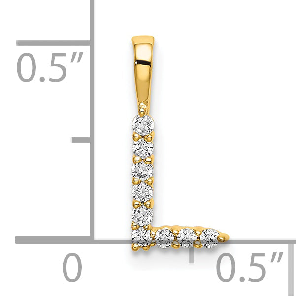 14K Gelbgold 0,10 ct. Laborgezüchteter Diamant VS/SI+ G+ Buchstabe L Initial-Anhänger