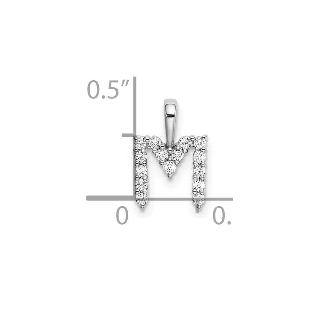 14K Weißgold 0,17 ct. Labordiamant VS/SI+ G+ Buchstabe M Initialanhänger