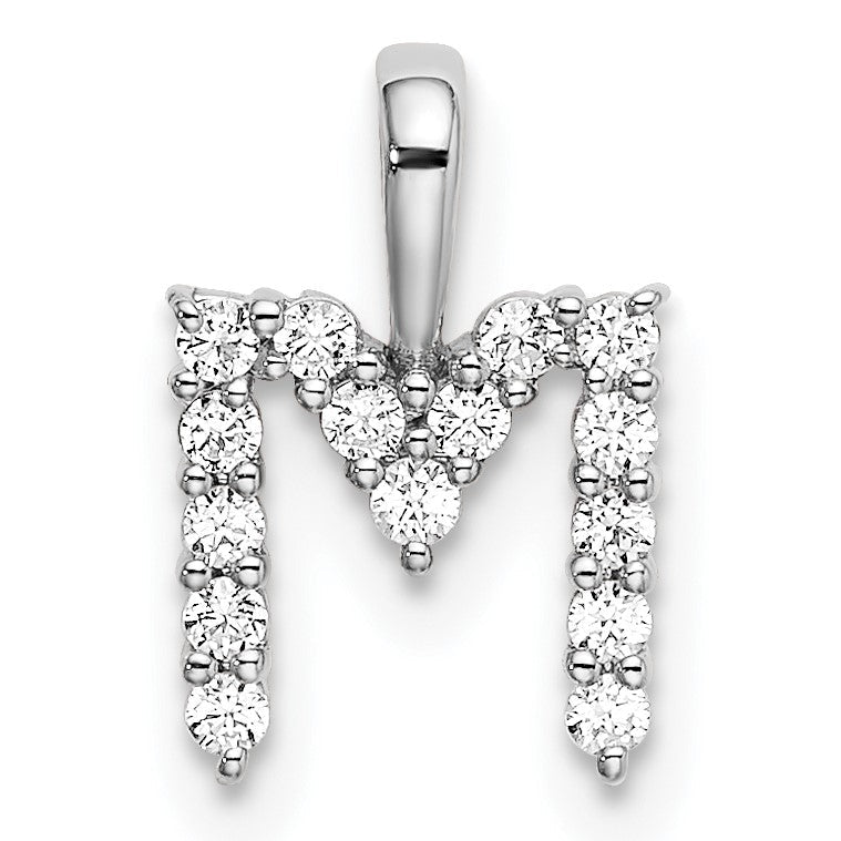 14K Weißgold 0,17 ct. Labordiamant VS/SI+ G+ Buchstabe M Initialanhänger