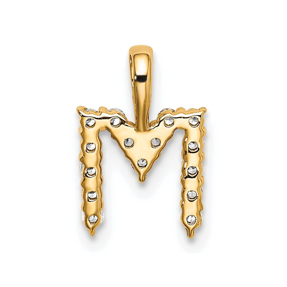 14K Gelbgold 0,17 ct. Laborgezüchteter Diamant VS/SI+ G+ Initial-Anhänger mit Buchstabe M