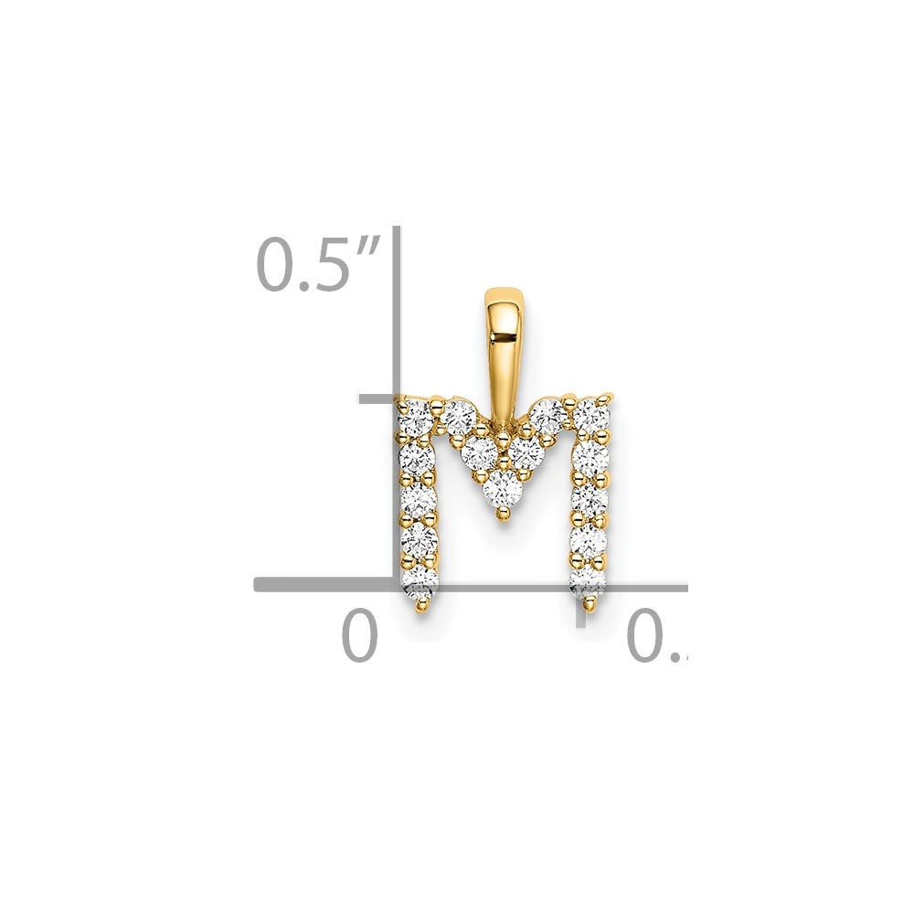 14K Gelbgold 0,17 ct. Laborgezüchteter Diamant VS/SI+ G+ Initial-Anhänger mit Buchstabe M