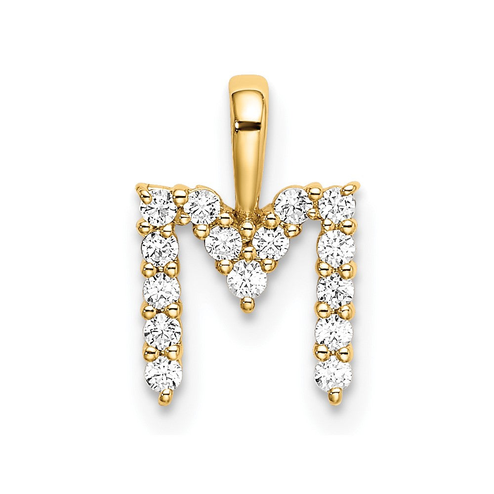14K Gelbgold 0,17 ct. Laborgezüchteter Diamant VS/SI+ G+ Initial-Anhänger mit Buchstabe M