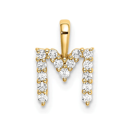 14K Gelbgold 0,17 ct. Laborgezüchteter Diamant VS/SI+ G+ Initial-Anhänger mit Buchstabe M