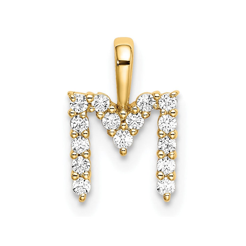 14K Gelbgold 0,17 ct. Laborgezüchteter Diamant VS/SI+ G+ Initial-Anhänger mit Buchstabe M