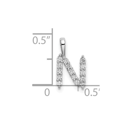 14K Weißgold Anhänger mit Buchstabe N, 0,17 ct. laborgezüchtetem Diamant VS/SI+ G+
