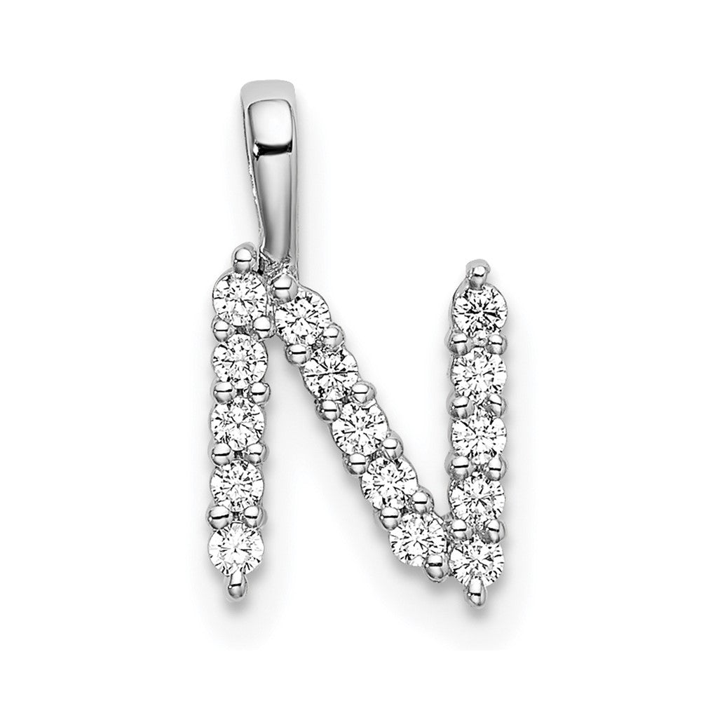14K Weißgold Anhänger mit Buchstabe N, 0,17 ct. laborgezüchtetem Diamant VS/SI+ G+