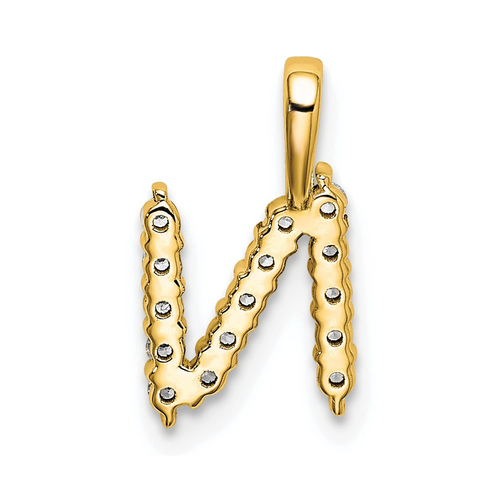 14K Gelbgold 0,17 ct. Laborgezüchteter Diamant VS/SI+ G+ Buchstabe N Initial-Anhänger