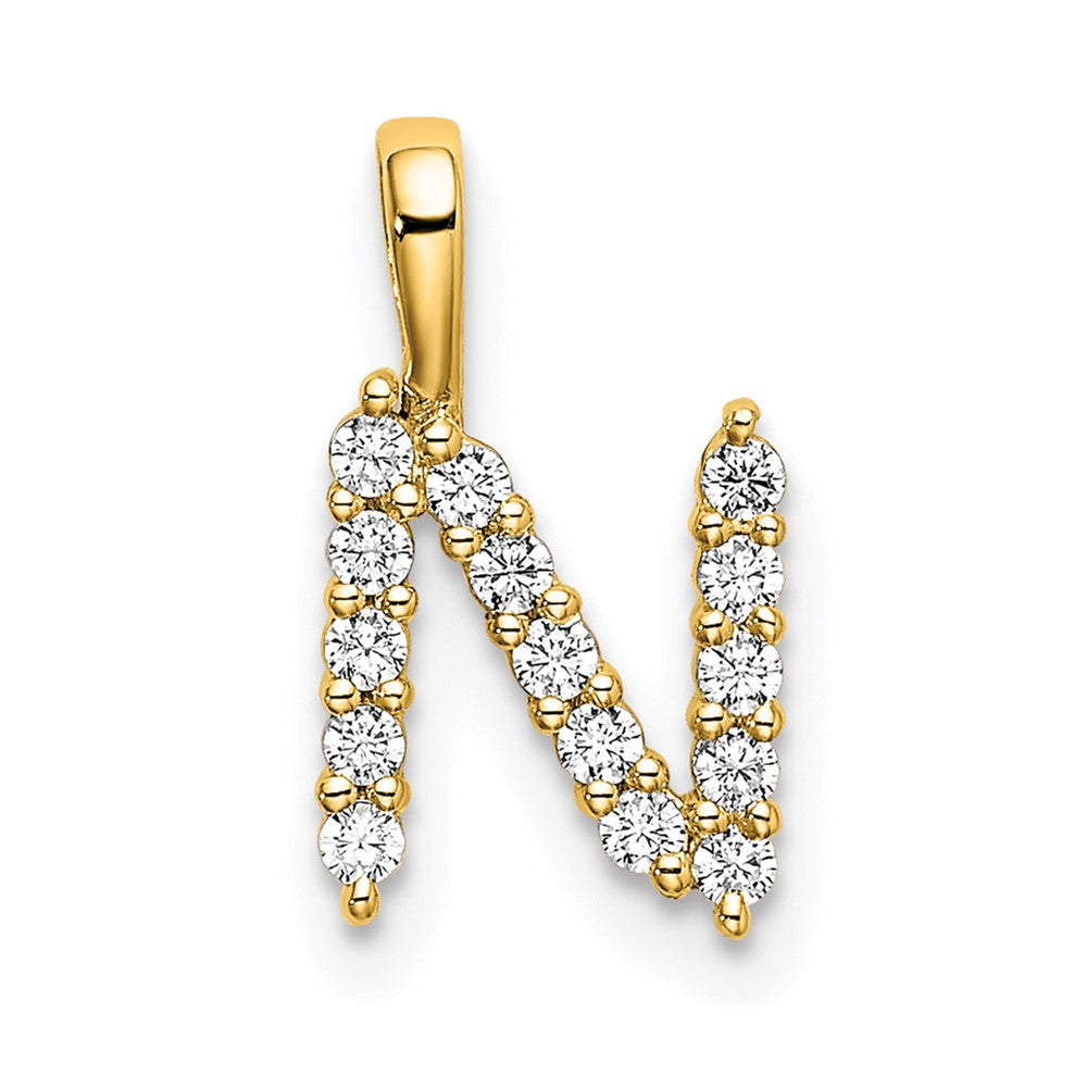 14K Gelbgold 0,17 ct. Laborgezüchteter Diamant VS/SI+ G+ Buchstabe N Initial-Anhänger