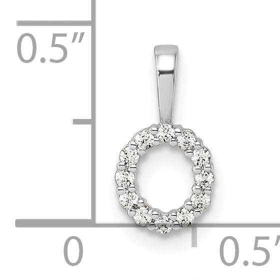 14K Weißgold Anhänger mit 0,125 ct. Labor-gezüchtetem Diamant VS/SI+ G+, Buchstabe O Initial