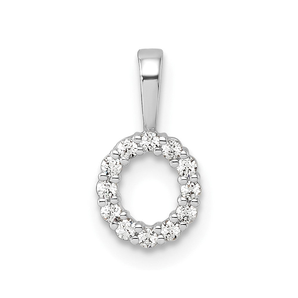 14K Weißgold Anhänger mit 0,125 ct. Labor-gezüchtetem Diamant VS/SI+ G+, Buchstabe O Initial