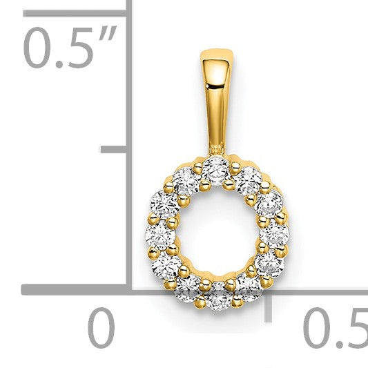 14K Gelbgold 0,125 ct. Laborgezüchteter Diamant VS/SI+ G+ Initialanhänger mit Buchstabe O