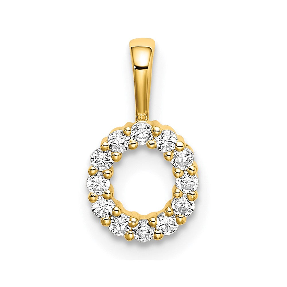 14K Gelbgold 0,125 ct. Laborgezüchteter Diamant VS/SI+ G+ Initialanhänger mit Buchstabe O