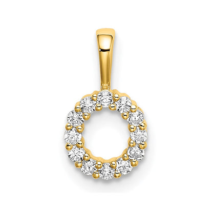 14K Gelbgold 0,125 ct. Laborgezüchteter Diamant VS/SI+ G+ Initialanhänger mit Buchstabe O