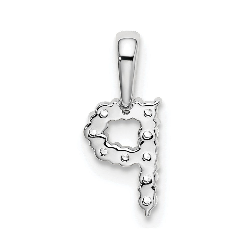 14K Weißgold 0,1 ct. Laborgezüchteter Diamant VS/SI+ G+ Initialanhänger Buchstabe P