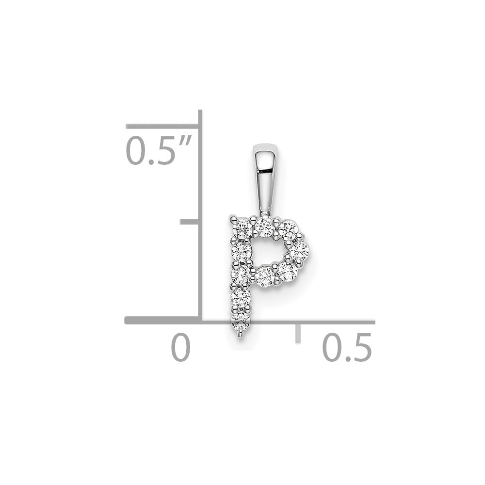 14K Weißgold 0,1 ct. Laborgezüchteter Diamant VS/SI+ G+ Initialanhänger Buchstabe P