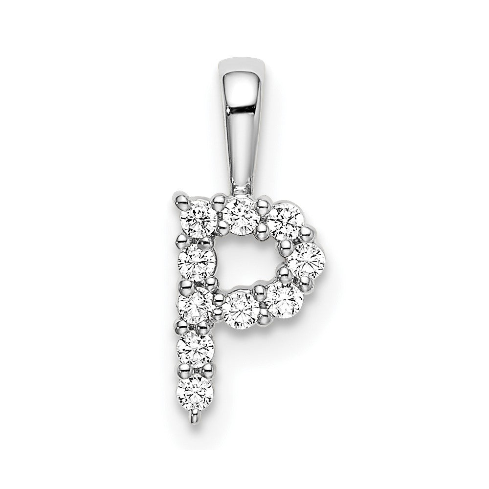 14K Weißgold 0,1 ct. Laborgezüchteter Diamant VS/SI+ G+ Initialanhänger Buchstabe P