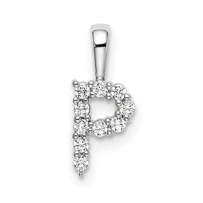 14K Weißgold 0,1 ct. Laborgezüchteter Diamant VS/SI+ G+ Initialanhänger Buchstabe P