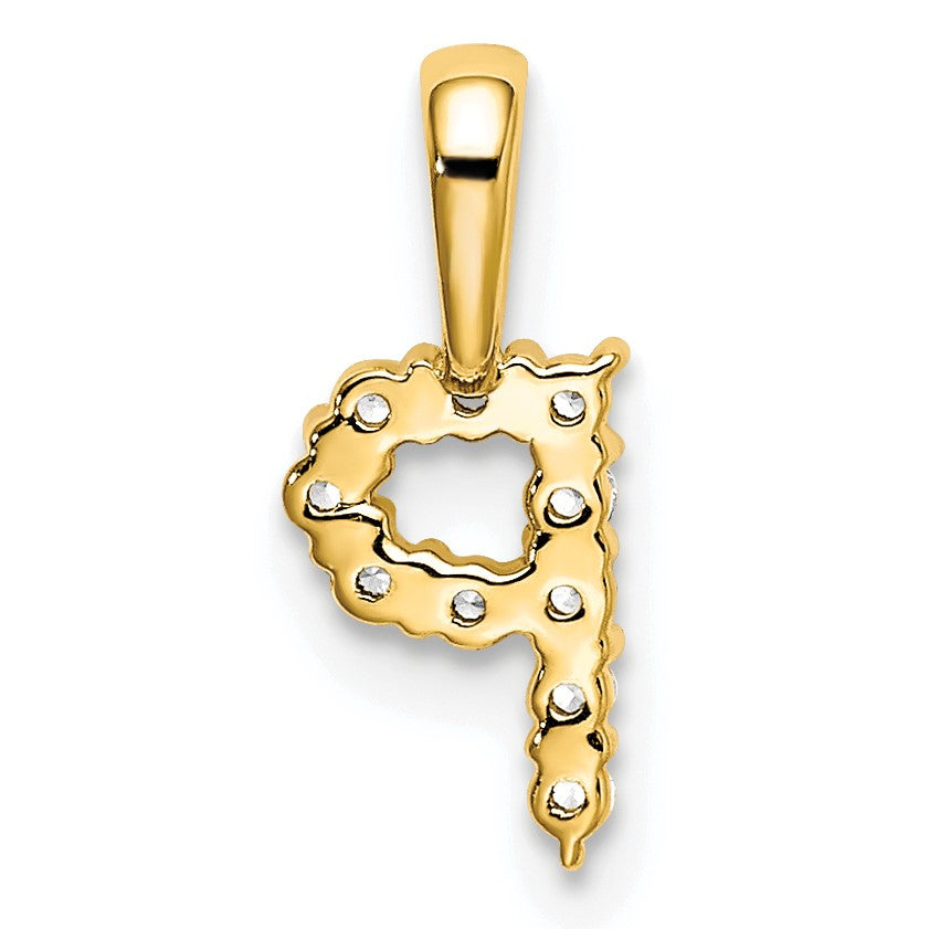 14K Gelbgold Initial-Anhänger Buchstabe P mit 0,1 ct. laborgezüchtetem Diamant VS/SI+ G+