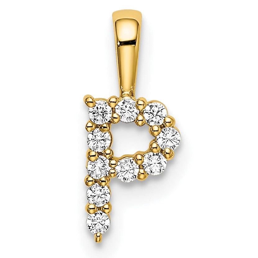 14K Gelbgold Initial-Anhänger Buchstabe P mit 0,1 ct. laborgezüchtetem Diamant VS/SI+ G+