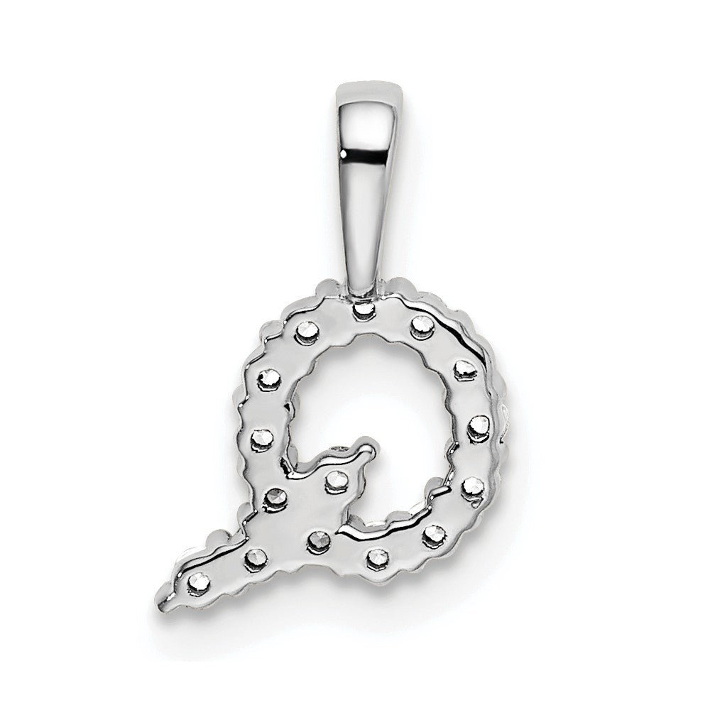 14K Weißgold 0,17 ct. Laborgezüchteter Diamant VS/SI+ G+ Buchstabe Q Initial-Anhänger