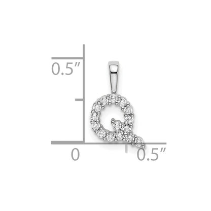 14K Weißgold 0,17 ct. Laborgezüchteter Diamant VS/SI+ G+ Buchstabe Q Initial-Anhänger