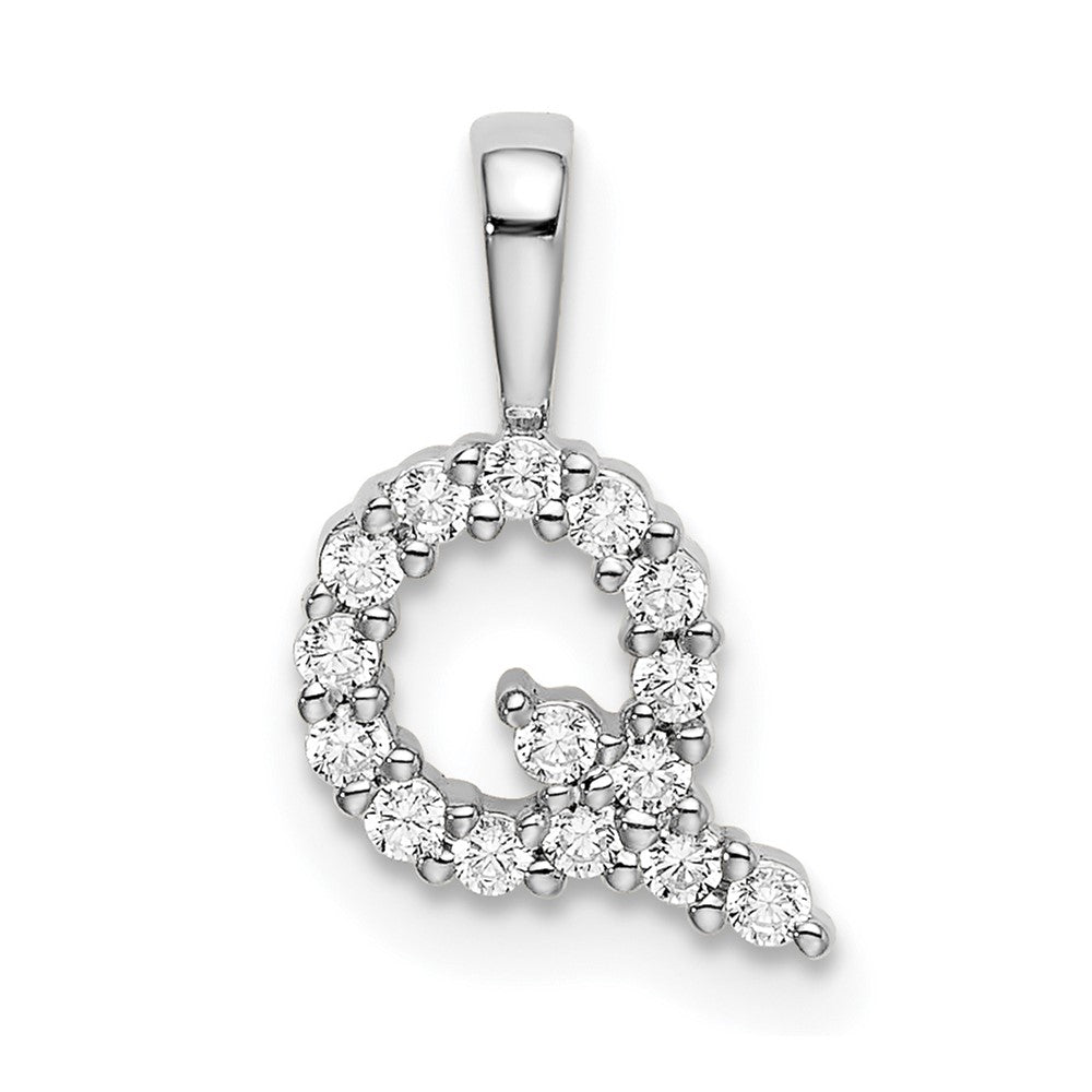 14K Weißgold 0,17 ct. Laborgezüchteter Diamant VS/SI+ G+ Buchstabe Q Initial-Anhänger