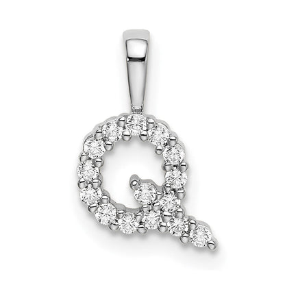 14K Weißgold 0,17 ct. Laborgezüchteter Diamant VS/SI+ G+ Buchstabe Q Initial-Anhänger