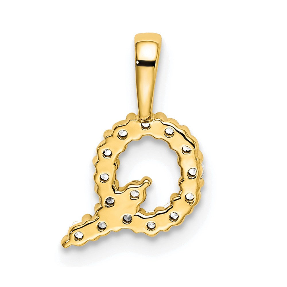 14K Gelbgold Anhänger mit Buchstabe Q Initial, 0,17 ct. Laborgezüchteter Diamant VS/SI+ G+