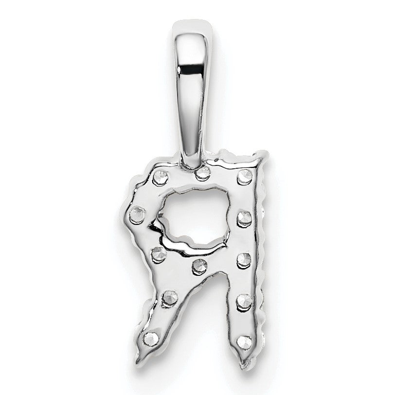 14 Karat Weißgold Anhänger mit 0,125 ct. Laborgezüchtetem Diamant VS/SI+ G+ Buchstabe R Initial