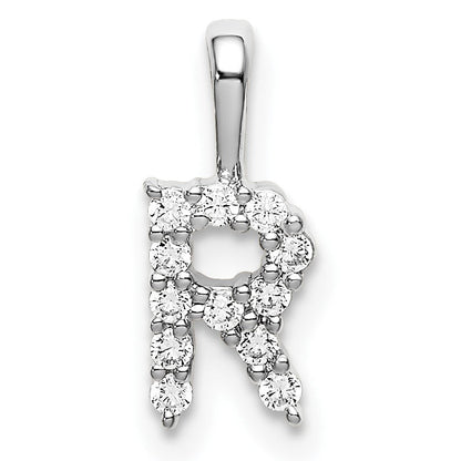 14 Karat Weißgold Anhänger mit 0,125 ct. Laborgezüchtetem Diamant VS/SI+ G+ Buchstabe R Initial