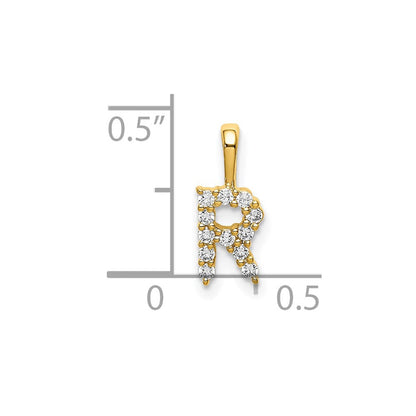 14K Gelbgold Initial-Anhänger Buchstabe „R" mit 0,125 ct. im Labor gezüchtetem Diamant, VS/SI+ G+