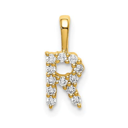 14K Gelbgold Initial-Anhänger Buchstabe „R" mit 0,125 ct. im Labor gezüchtetem Diamant, VS/SI+ G+