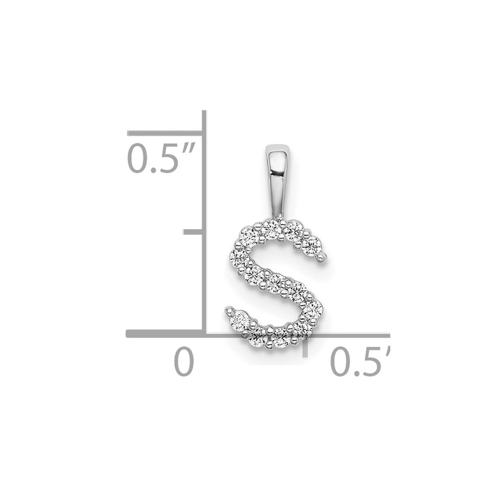 14K Weißgold 0,125 ct. im Labor gezüchteter Diamant VS/SI+ G+ Buchstabe-S-Initialanhänger