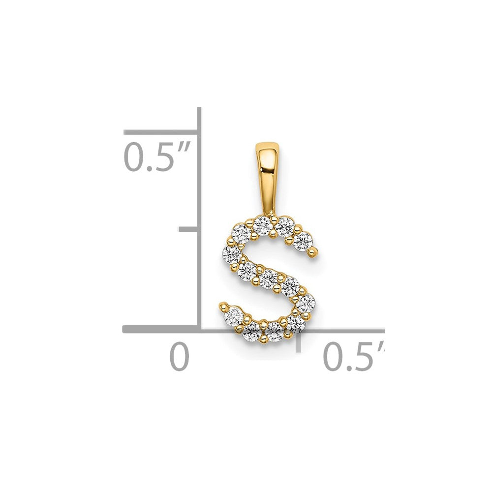 14K Gelbgold Initial-Anhänger Buchstabe S mit 0,125 ct. laborgezüchtetem Diamant VS/SI+ G+