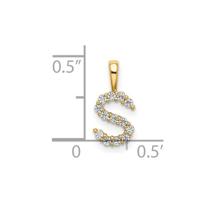 14K Gelbgold Initial-Anhänger Buchstabe S mit 0,125 ct. laborgezüchtetem Diamant VS/SI+ G+
