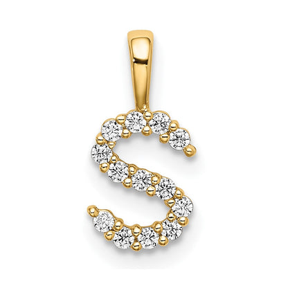 14K Gelbgold Initial-Anhänger Buchstabe S mit 0,125 ct. laborgezüchtetem Diamant VS/SI+ G+