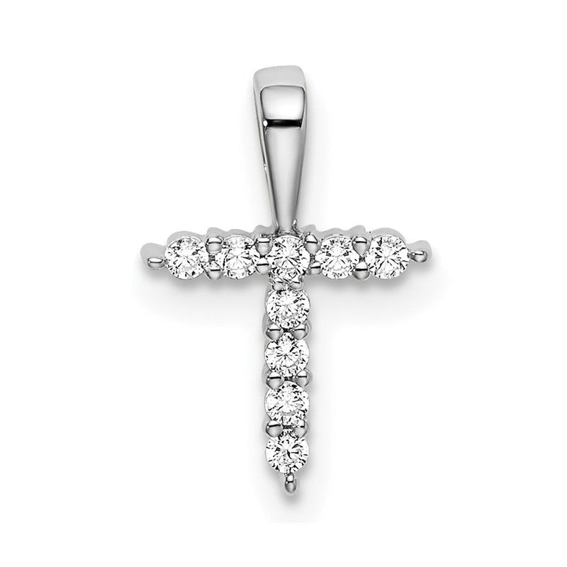 14K Weißgold Initial-Anhänger Buchstabe T mit 0,1 ct. Labordiamant VS/SI+ G+