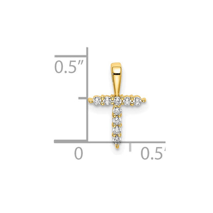 14K Gelbgold 0,10 ct. Laborgezüchteter Diamant VS/SI+ G+ Buchstabe-T-Initial-Anhänger
