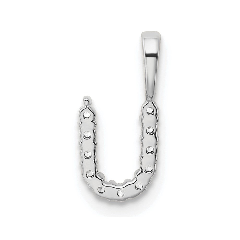 14K Weißgold Anhänger mit 0,125 ct. im Labor gezüchteten Diamanten VS/SI+ G+, Buchstabe U
