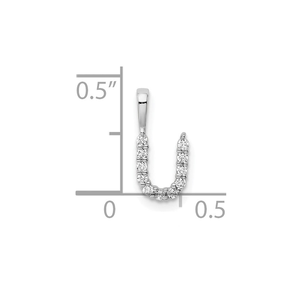 14K Weißgold Anhänger mit 0,125 ct. im Labor gezüchteten Diamanten VS/SI+ G+, Buchstabe U