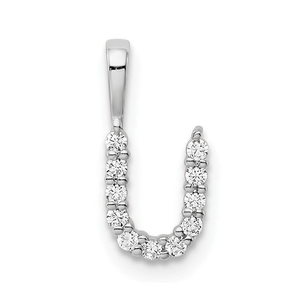 14K Weißgold Anhänger mit 0,125 ct. im Labor gezüchteten Diamanten VS/SI+ G+, Buchstabe U
