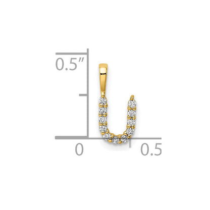 14K Gelbgold Initial-Anhänger Buchstabe U mit 0,125 ct. Laborgezüchtetem Diamant VS/SI+ G+