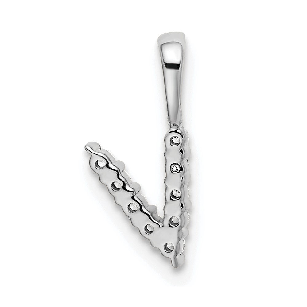 14K Weißgold Initial-Anhänger Buchstabe „V" mit 0,1 ct. laborgezüchtetem Diamant VS/SI+ G+