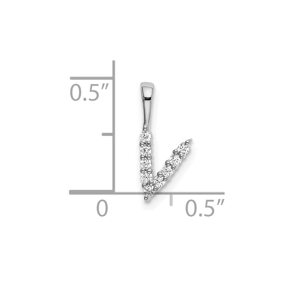 14K Weißgold Initial-Anhänger Buchstabe „V" mit 0,1 ct. laborgezüchtetem Diamant VS/SI+ G+