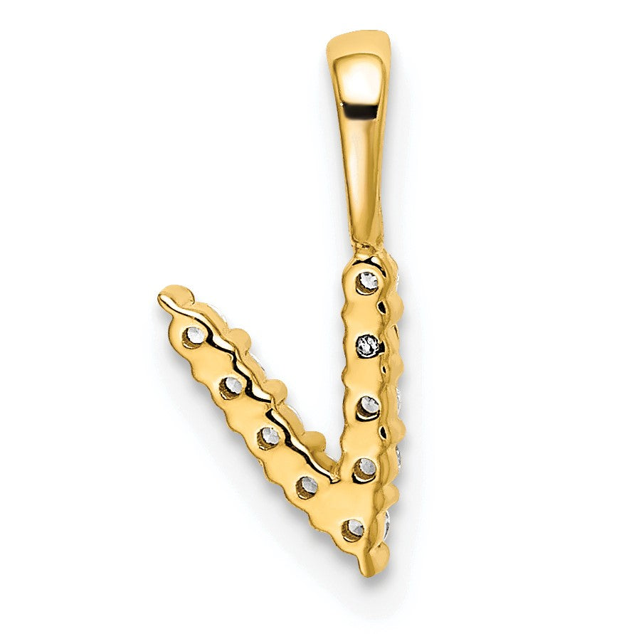14K Gelbgold Initial-Anhänger Buchstabe V mit 0,10 ct. Laborgezüchtetem Diamant VS/SI+ G+